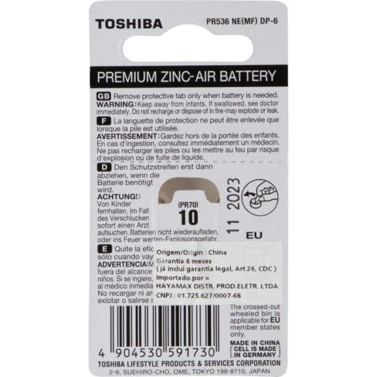 Pilha Auditiva PR70 10 (C/6 Pilhas) Toshiba por 30,00 à vista no boleto/pix ou parcele em até 1x sem juros. Compre na loja Mundomax!