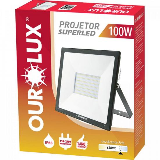 Refletor Projetor LED 100W Bivolt SLIM OUROLUX por 159,90 à vista no boleto/pix ou parcele em até 6x sem juros. Compre na loja Mundomax!