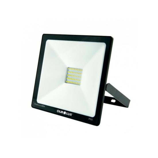 Refletor Projetor LED 50W Bivolt SLIM OUROLUX por 80,00 à vista no boleto/pix ou parcele em até 3x sem juros. Compre na loja Mundomax!
