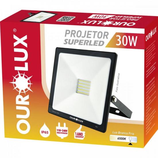 Refletor Projetor LED 30W Bivolt SLIM OUROLUX por 52,99 à vista no boleto/pix ou parcele em até 2x sem juros. Compre na loja Mundomax!