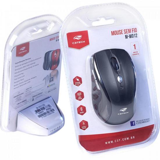 Mouse Sem Fio C3Tech M-W012BK Preto por 33,00 à vista no boleto/pix ou parcele em até 1x sem juros. Compre na loja Mundomax!