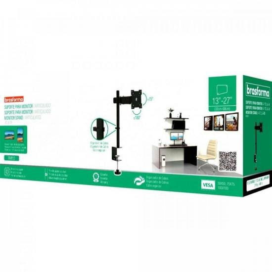Suporte Articulado Para Monitor LED/LCD 13\"-27\" Brasforma BM812 por 135,99 à vista no boleto/pix ou parcele em até 5x sem juros. Compre na loja Mundomax!