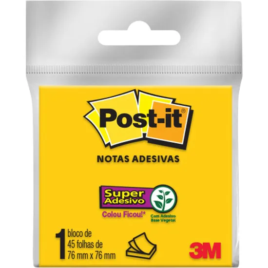 Bloco de Notas Adesivas Post-it 76 MM x 76 MM Amarelo Neon 3M (75584)
