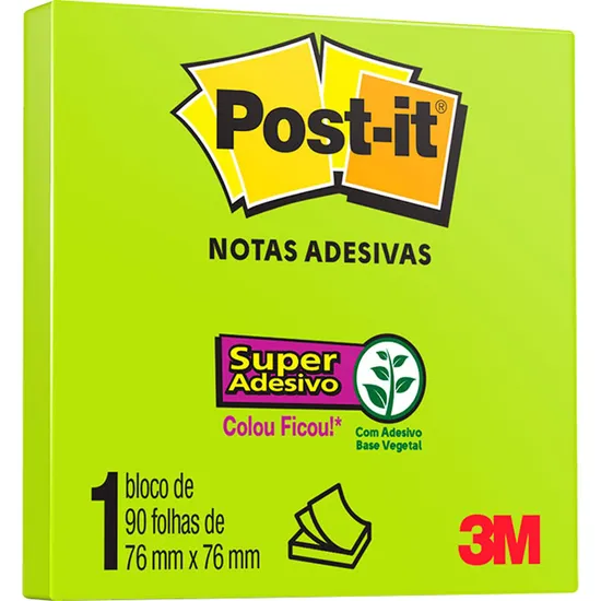 Bloco de Notas Adesivas Post-it 76 MM x 76 MM Verde 3M (75587)