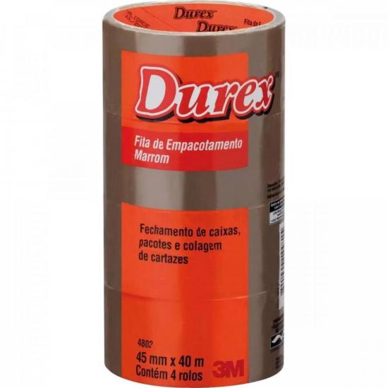 Fita de Empacotamento 45 mm x 40 m DUREX Marrom 3M (embalagem c/ 4 uni.) por 30,90 à vista no boleto/pix ou parcele em até 1x sem juros. Compre na loja Mundomax!