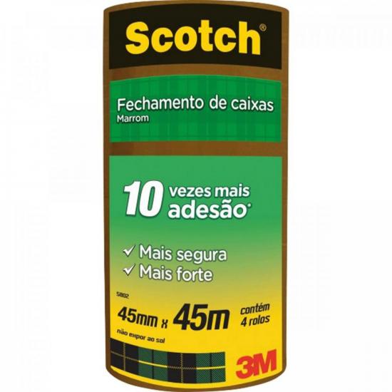 Fita de Empacotamento 45mm x 45m HOT MELT Marrom 3M (embalagem c/ 4 uni.) por 33,90 à vista no boleto/pix ou parcele em até 1x sem juros. Compre na loja Mundomax!