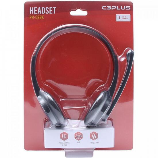 Headset C3Plus PH-02BK Com Microfone Preto por 43,00 à vista no boleto/pix ou parcele em até 1x sem juros. Compre na loja Mundomax!