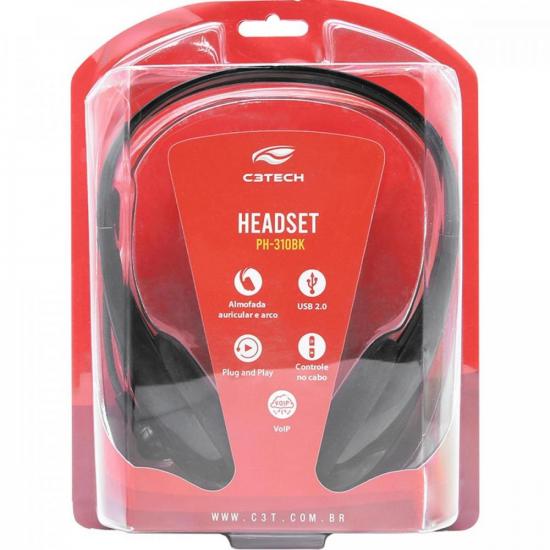 Headset com Microfone USB PH-310BK Preto C3TECH por 111,90 à vista no boleto/pix ou parcele em até 4x sem juros. Compre na loja Mundomax!