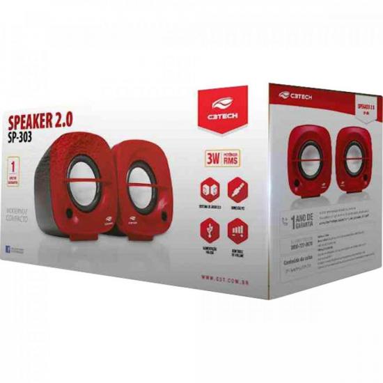 Caixa de Som C3Tech SP-303RD Multimídia 2.0 Vermelha por 42,00 à vista no boleto/pix ou parcele em até 1x sem juros. Compre na loja Mundomax!