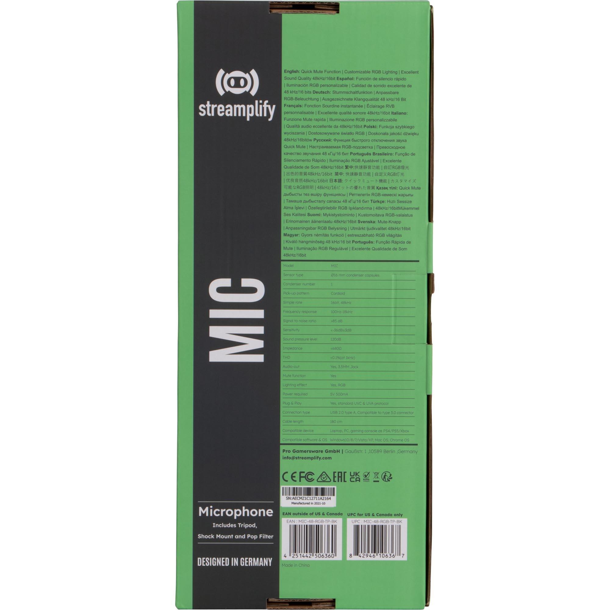 Microfone Gamer Streamplify Mic Tripod Com Tripé Preto RGB por 403,00 à vista no boleto/pix ou parcele em até 10x sem juros. Compre na loja Mundomax!