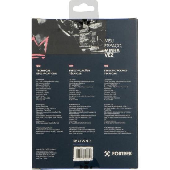 Mouse Gamer Fortrek Blackfire RGB por 65,00 à vista no boleto/pix ou parcele em até 2x sem juros. Compre na loja Mundomax!