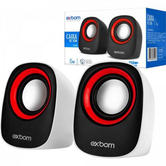 Caixa de Som Exbom CS-88 2.0 5w Preta/Vermelha por 33,90 à vista no boleto/pix ou parcele em até 1x sem juros. Compre na loja Mundomax!