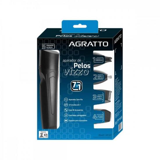 Aparador de Pelos Agratto VIZZO AP-03 7 em 1 Preto Bivolt por 128,99 à vista no boleto/pix ou parcele em até 5x sem juros. Compre na loja Mundomax!