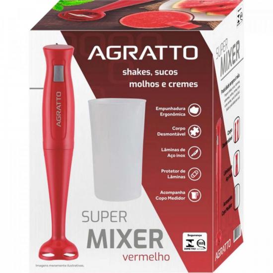 Super Mixer Agratto MXV-02 200W Vermelho 220v por 93,00 à vista no boleto/pix ou parcele em até 3x sem juros. Compre na loja Mundomax!