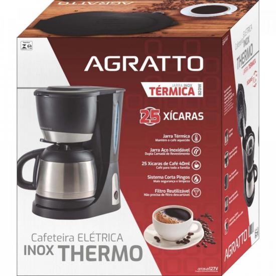Cafeteira Elétrica Agratto Thermo 25X Inox 127v por 270,99 à vista no boleto/pix ou parcele em até 10x sem juros. Compre na loja Mundomax!
