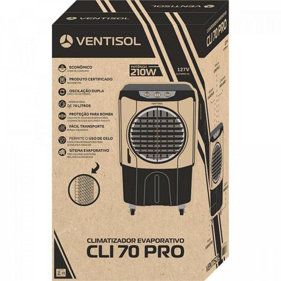 Climatizador 70 litros Evaporativo 210W 127V CLI PRO VENTISOL por 1.886,90 à vista no boleto/pix ou parcele em até 12x sem juros. Compre na loja Mundomax!