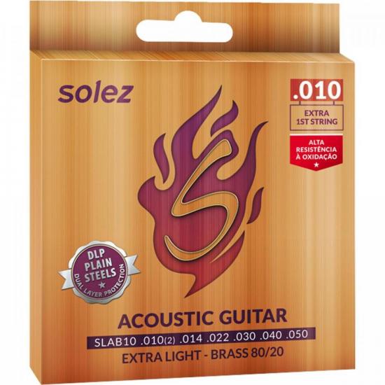 Encordoamento Violão Aço SOLEZ SLAB10 010 80/20 por 59,99 à vista no boleto/pix ou parcele em até 2x sem juros. Compre na loja Mundomax!