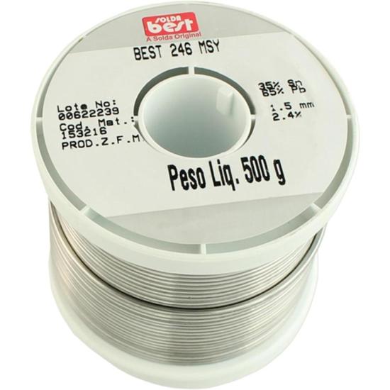 Solda em Fio 246-MSY15 35x65 500g Cinza Best por 166,00 à vista no boleto/pix ou parcele em até 6x sem juros. Compre na loja Mundomax!