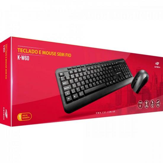 Kit Teclado e Mouse C3Tech K-W60BK Sem Fio por 107,00 à vista no boleto/pix ou parcele em até 4x sem juros. Compre na loja Mundomax!