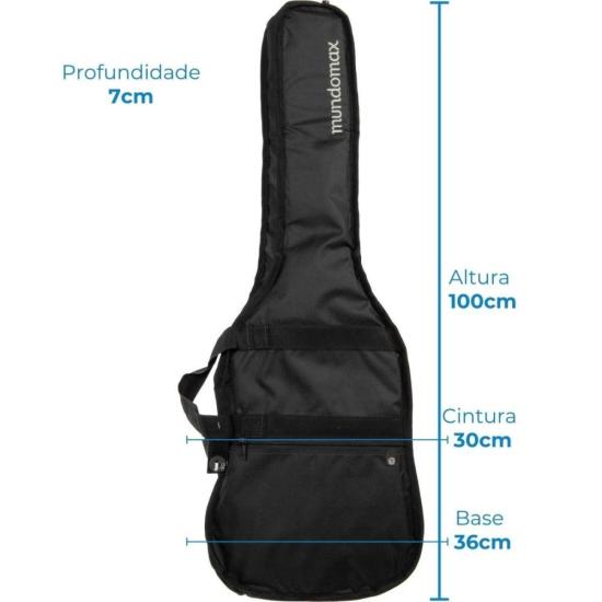 Capa para Guitarra Acolchoada Preta MUNDOMAX por 109,00 à vista no boleto/pix ou parcele em até 4x sem juros. Compre na loja Mundomax!