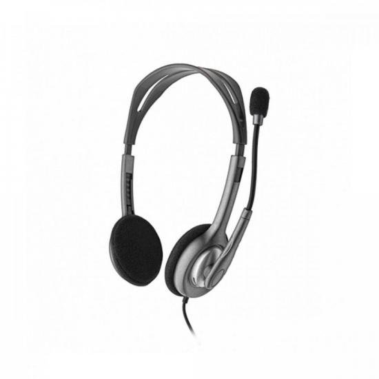 Headset Logitech H111 Cinza por 120,00 à vista no boleto/pix ou parcele em até 4x sem juros. Compre na loja Mundomax!