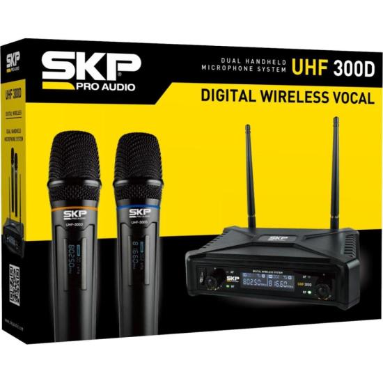 Microfone sem Fio SKP UHF 300D de Mão Duplo Preto por 764,90 à vista no boleto/pix ou parcele em até 10x sem juros. Compre na loja Mundomax!