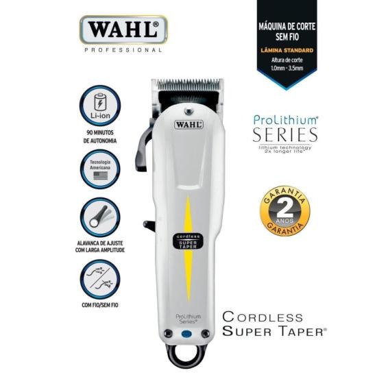 Máquina de Cortar Cabelo Wahl Super Taper Cordless por 644,99 à vista no boleto/pix ou parcele em até 10x sem juros. Compre na loja Mundomax!