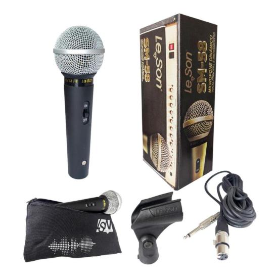 Microfone Profissional Leson SM58 P4 Clássico por 219,99 à vista no boleto/pix ou parcele em até 8x sem juros. Compre na loja Mundomax!