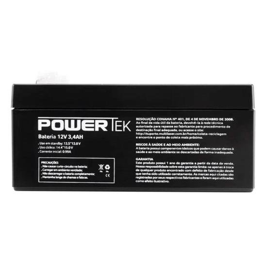 Bateria Selada 12V 3,4Ah EN008 Powertek por 92,99 à vista no boleto/pix ou parcele em até 3x sem juros. Compre na loja Mundomax!