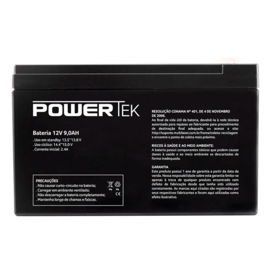 Bateria Selada 12V 9Ah EN015 Powertek por 135,00 à vista no boleto/pix ou parcele em até 5x sem juros. Compre na loja Mundomax!