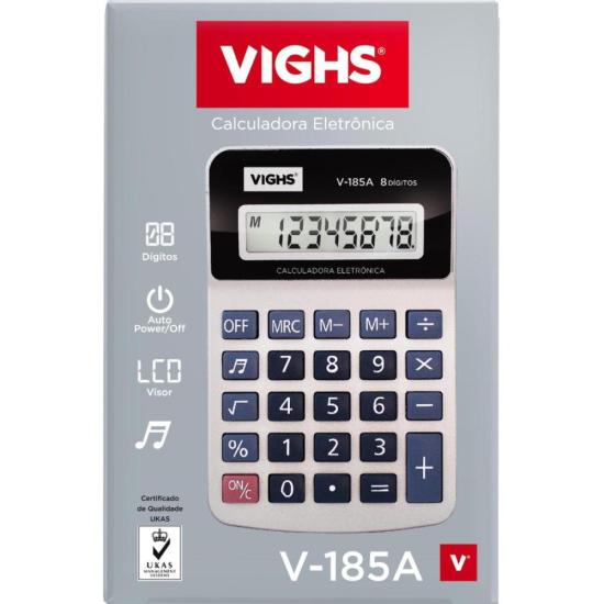 Calculadora de Mesa Vighs V-185A 8 Dígitos Prata por 14,00 à vista no boleto/pix ou parcele em até 1x sem juros. Compre na loja Mundomax!