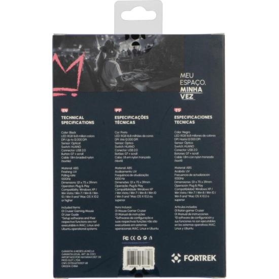 Mouse Gamer Fortrek Cruiser New Edition 12000 Dpi RGB Preto por 85,91 à vista no boleto/pix ou parcele em até 3x sem juros. Compre na loja Fortrek!