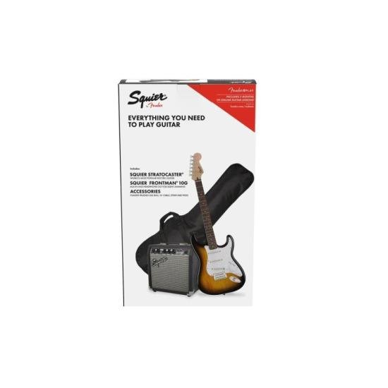 Kit Guitarra SQUIER Stratocaster Sunburst + Frontman 10G + Acessórios por 2.789,99 à vista no boleto/pix ou parcele em até 12x sem juros. Compre na loja Mundomax!