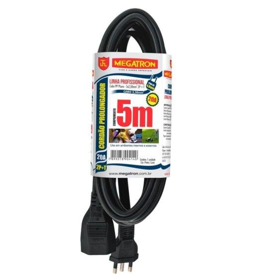 Cabo Prolongador 20A 3 Pinos 5 metros MEGATRON por 67,99 à vista no boleto/pix ou parcele em até 2x sem juros. Compre na loja Mundomax!