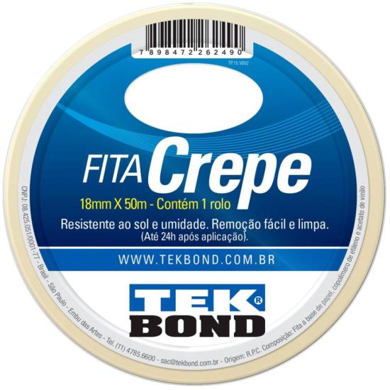 Fita Crepe 18mmx50m Tekbond por 6,99 à vista no boleto/pix ou parcele em até 1x sem juros. Compre na loja Mundomax!