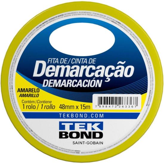 Fita de Demarcação 48mmx15m Amarela Tekbond por 21,99 à vista no boleto/pix ou parcele em até 1x sem juros. Compre na loja Mundomax!
