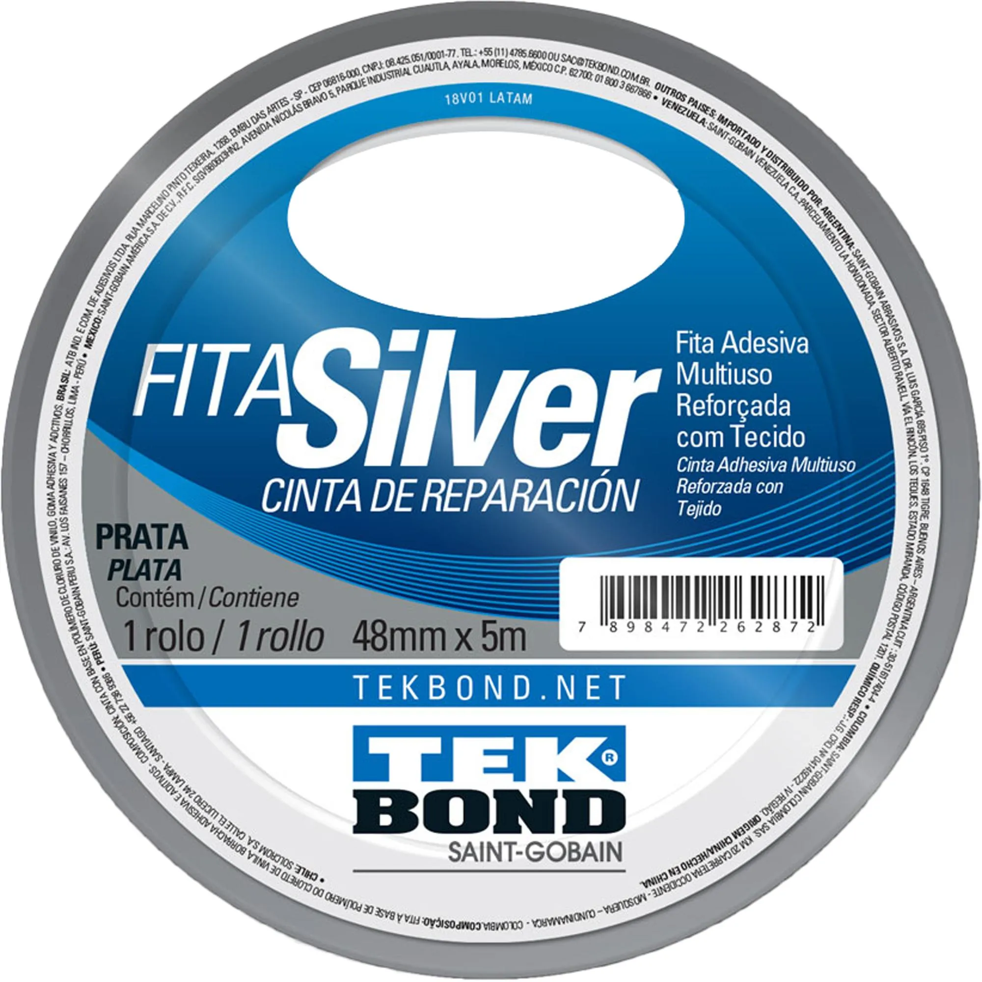 Fita Silver 48mmx5m Prata Tekbond por 9,99 à vista no boleto/pix ou parcele em até 1x sem juros. Compre na loja Mundomax!