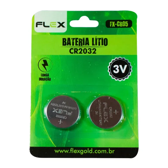Bateria Lithium Botão 3V CR2032 (C/2 Baterias) Flex (77722)