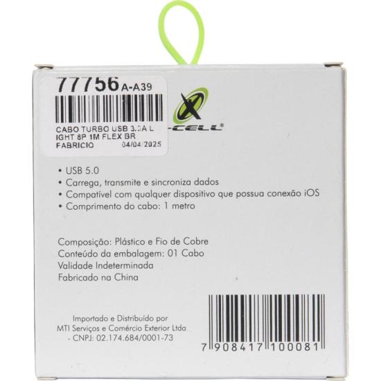 Cabo de Dados USB Lightning 5A 8 Pinos 1m Branco Flex por 11,00 à vista no boleto/pix ou parcele em até 1x sem juros. Compre na loja Mundomax!