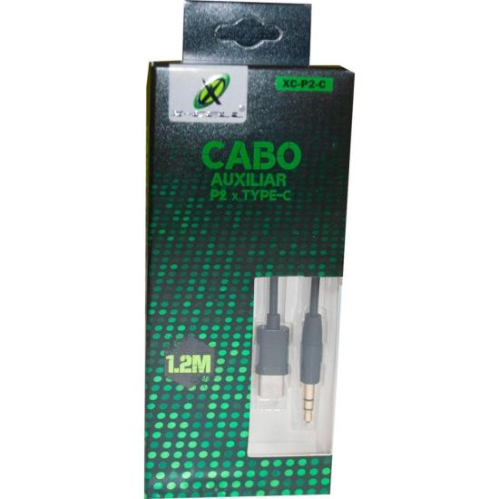 Cabo Auxiliar P2 x Tipo C 1,2M Preto Flex por 16,00 à vista no boleto/pix ou parcele em até 1x sem juros. Compre na loja Mundomax!