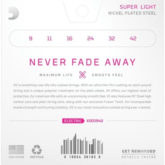 Encordoamento Guitarra Revestido .009-.042 XS Nickel XSE0942 D\