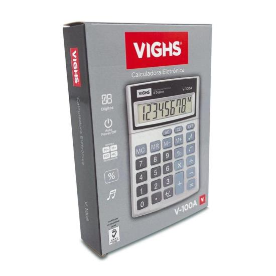 Calculadora de Mesa Vighs V-100A 08 Dígitos por 21,00 à vista no boleto/pix ou parcele em até 1x sem juros. Compre na loja Mundomax!