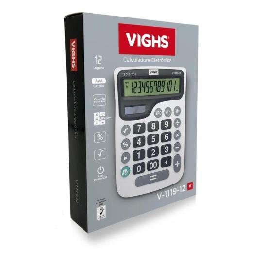 Calculadora de Mesa Vighs V-1119-12 12 Dígitos por 32,00 à vista no boleto/pix ou parcele em até 1x sem juros. Compre na loja Mundomax!