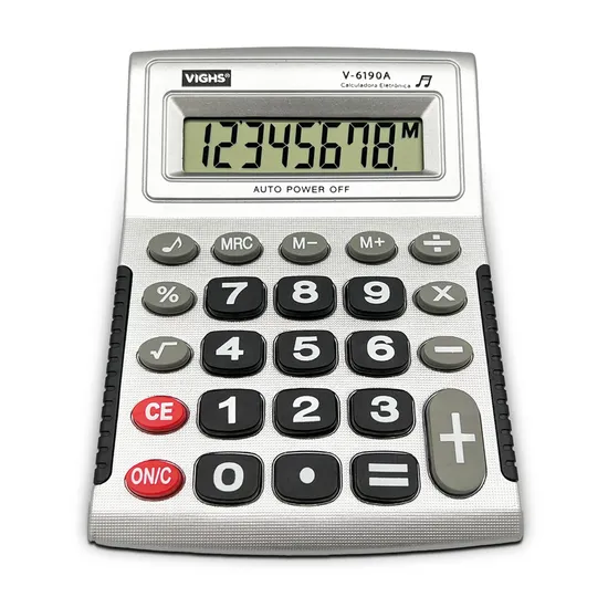 Calculadora de Mesa Vighs V-6190A 08 Dígitos por 23,99 à vista no boleto/pix ou parcele em até 1x sem juros. Compre na loja Mundomax!