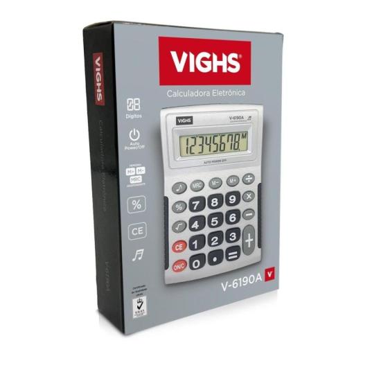 Calculadora de Mesa Vighs V-6190A 08 Dígitos por 23,99 à vista no boleto/pix ou parcele em até 1x sem juros. Compre na loja Mundomax!