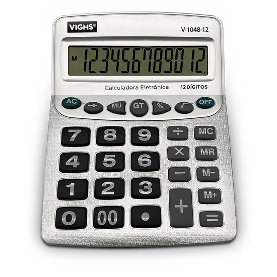 Calculadora de Mesa Vighs V-1048-12 12 Dígitos por 38,99 à vista no boleto/pix ou parcele em até 1x sem juros. Compre na loja Mundomax!