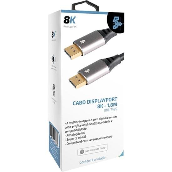 Cabo DisplayPort Macho 1.4 8K Gold 1.8M Com Trava 5+ por 59,00 à vista no boleto/pix ou parcele em até 2x sem juros. Compre na loja Mundomax!