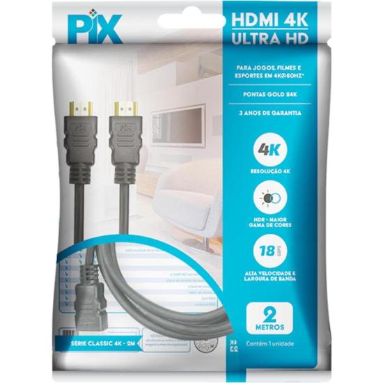 Cabo HDMI 2.0 4k 2m Pix por 14,00 à vista no boleto/pix ou parcele em até 1x sem juros. Compre na loja Mundomax!