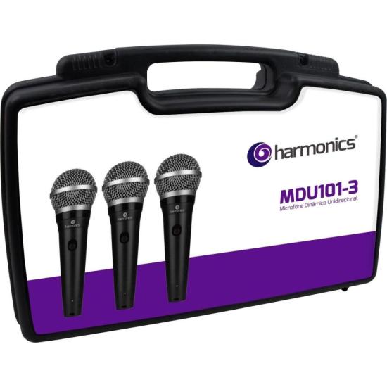 Kit de Microfone Harmonics MDU101 Com 3 Microfones Dinâmico Cardióide por 248,00 à vista no boleto/pix ou parcele em até 9x sem juros. Compre na loja Mundomax!