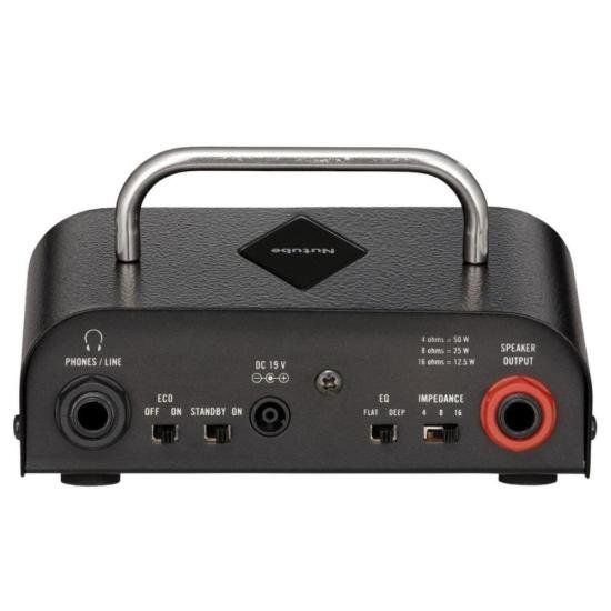 A evolução do icônico Vox AC30; Cabeçote pré valvulado com 1 x Nutube 6P1 no Preamp; amplificador classe D com 50 watts (4 Ohms); controles de ganho, tone e volume; função \"ECO\" que desliga o amplificador automaticamente caso fique sem uso; chave \"stand by\"; chave \"EQ\" (flat/deep); saída para linha/headphone; saída para caixa; seletor de impedância (4 / 8 / 16 ohms); fonte 19V (incluso).